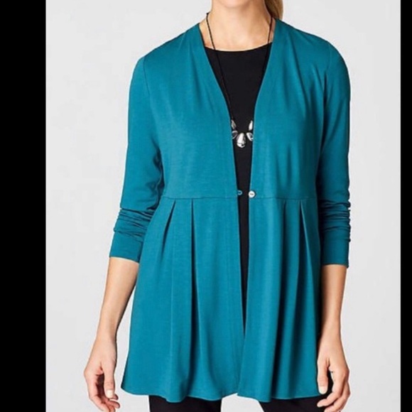 J Jill ~ Size L ~ WearEver One Button Peplum cardigan with Pockets - Picture 11 of 11